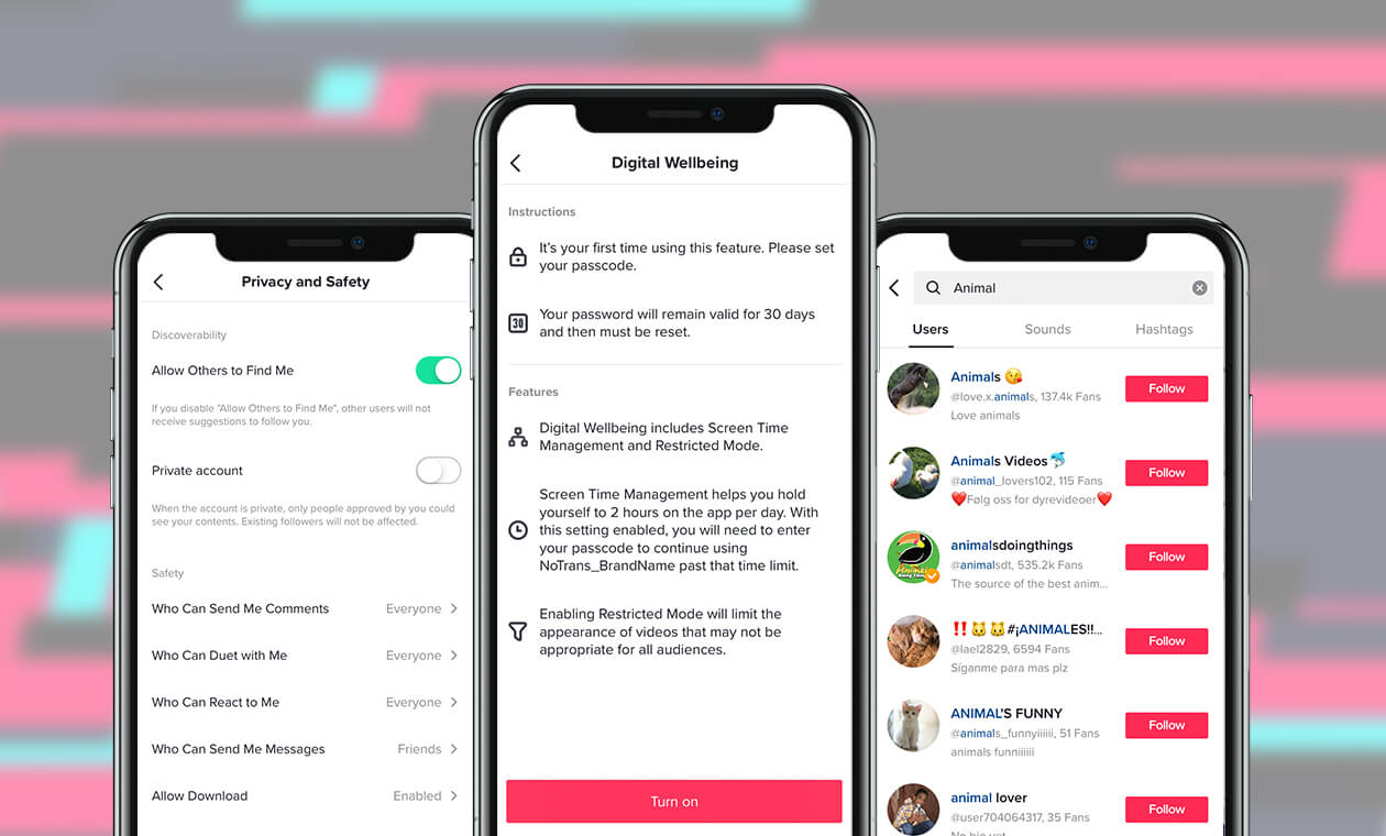 Features app screen of TikTok 