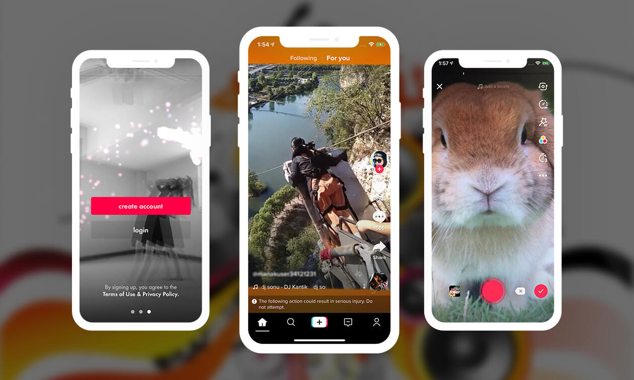 screens of apps like TikTok and Funimate