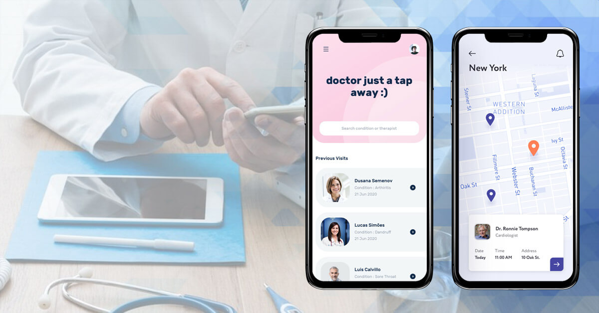 2 different screen of Medical Diagnosis App with basic features