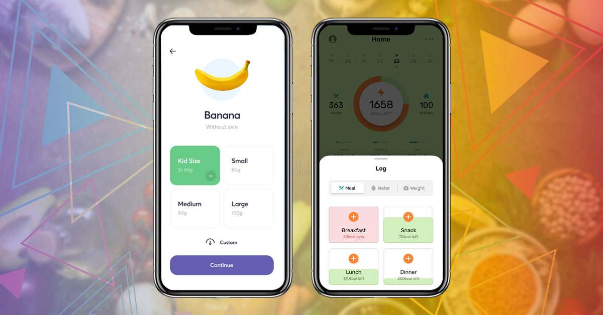 different screen of Diet & Nutrition Tracking App with basic features