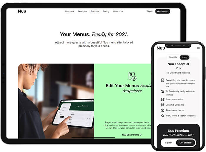 contactless qr code menus restaurant website features