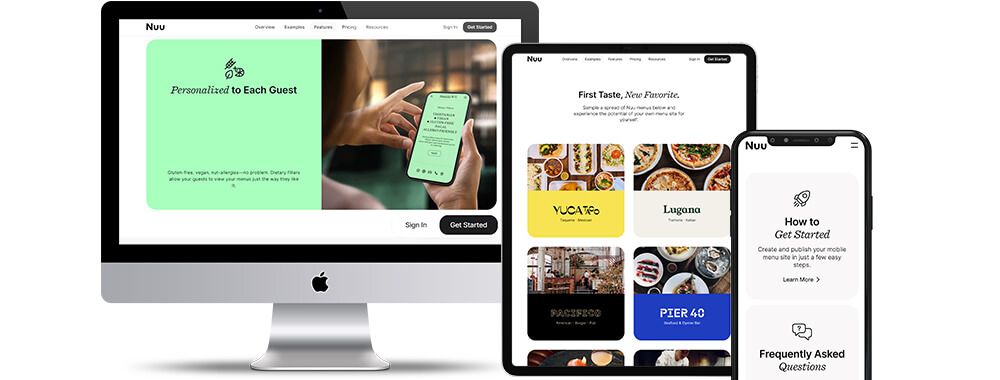 contactless qr code menus restaurant website mockup