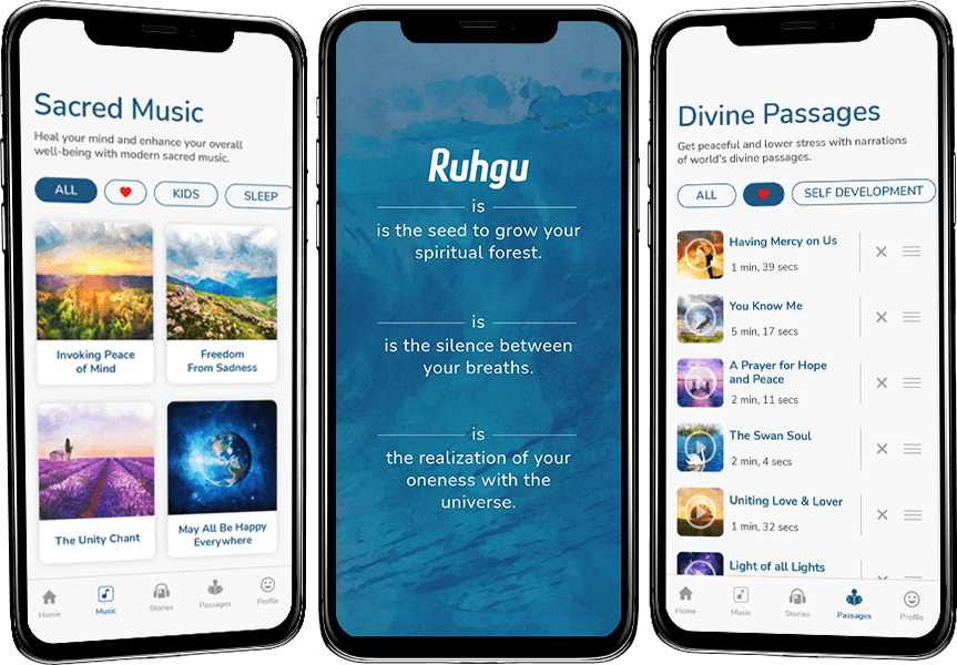 healing with modern music stories app mockup