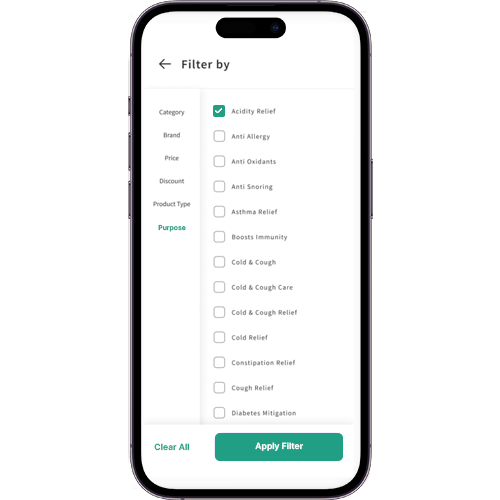 Medicine Delivery App Product Filter
