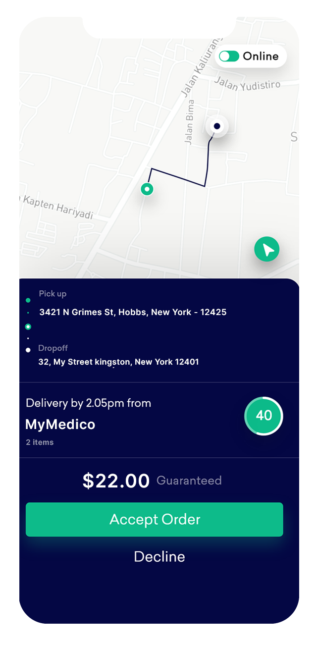 Medicine Delivery Driver App Delivery Accept Mockup