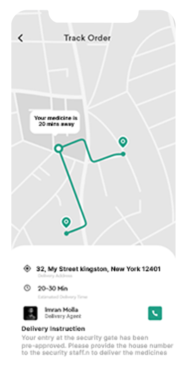 Medicine Delivery User App Order Tracking Mockup