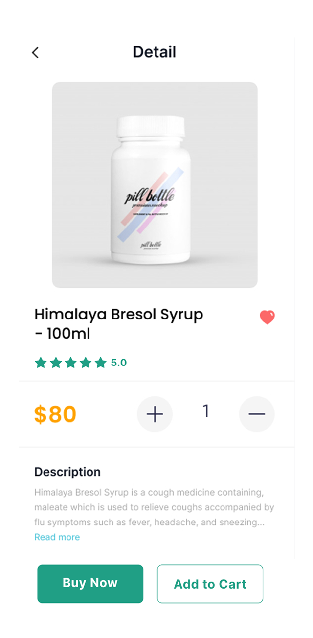 Medicine Delivery User App Product Detail Mockup