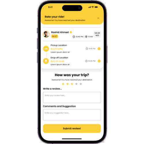 Rate and review the ride
