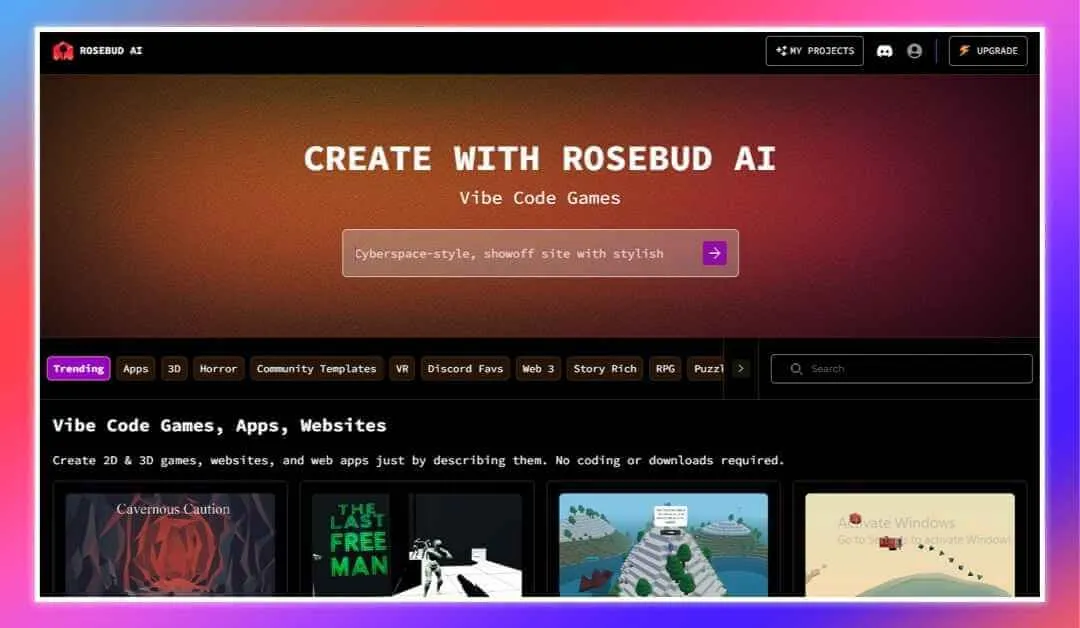 Rosebud AI Home Page 