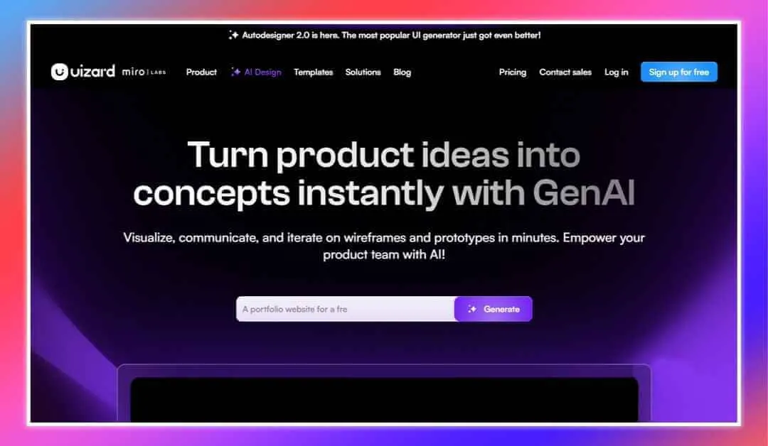 Uizard Home Page 