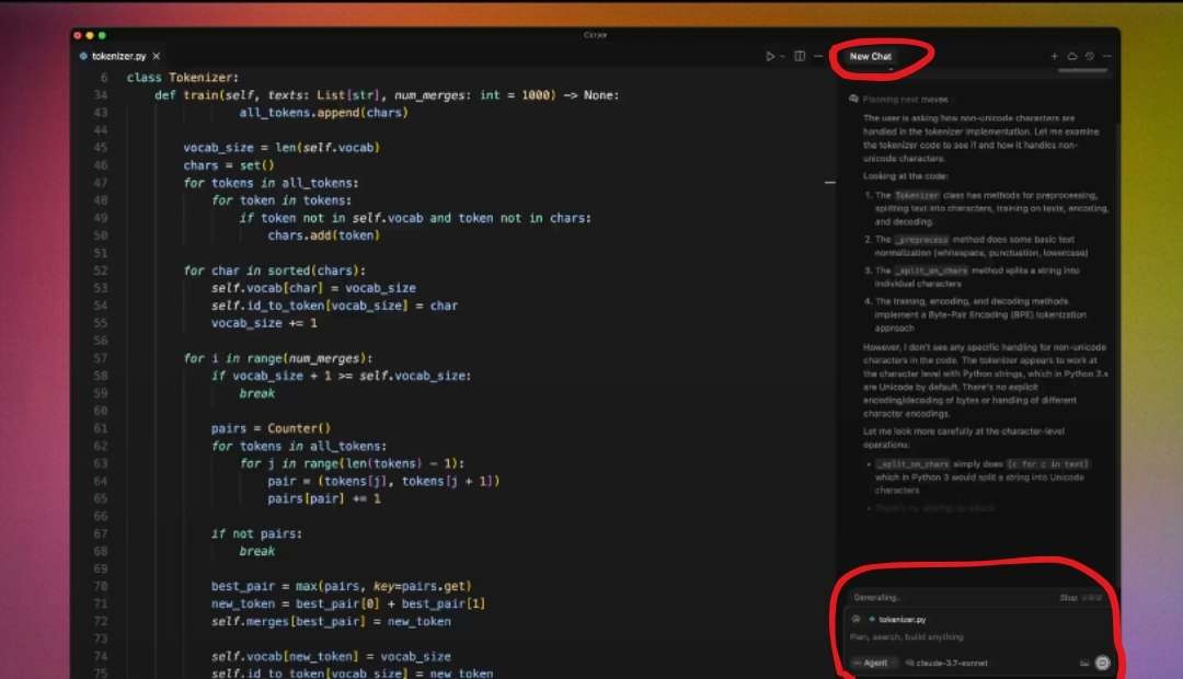 Cursor AI chat assistance