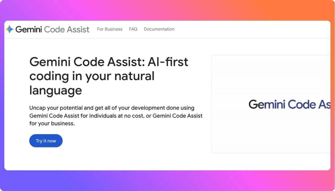 Gemini Code Assist Home Page