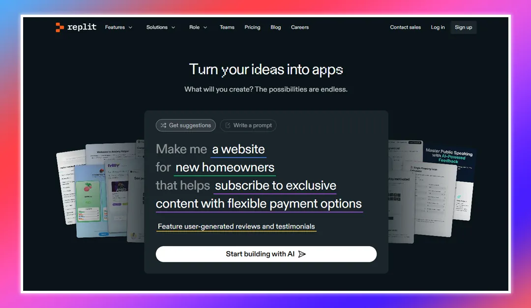Replit home page