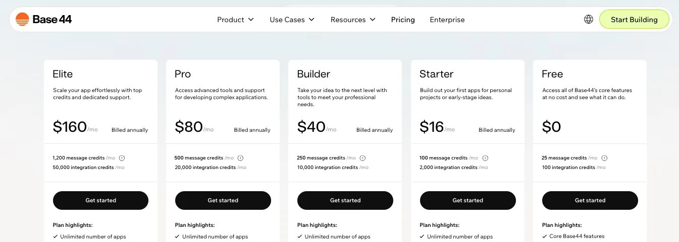 Base44 Pricing