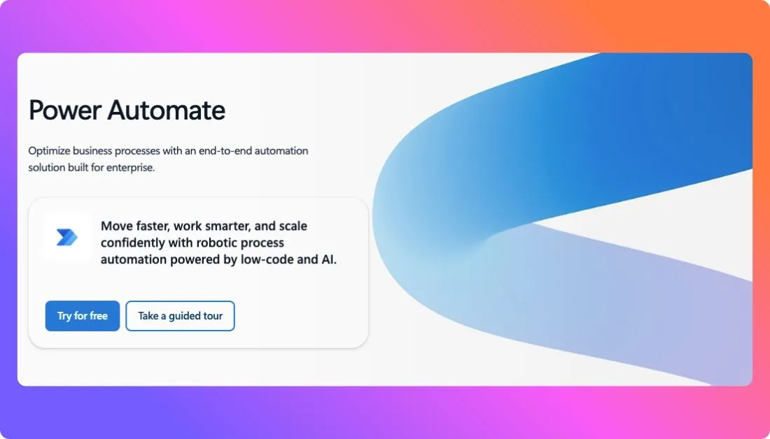 Microsoft Power Automate Home page